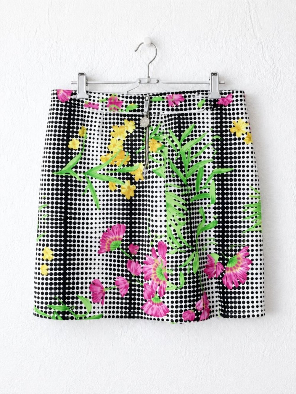Versace Jeans Couture Floral Polka Dot Cotton Mini Skirt Italy Fits 12